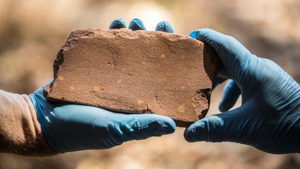 The discovery of this axe inside the Kakadu National Park has rewritten the history of Australia.  Photo: Glenn Campbell.