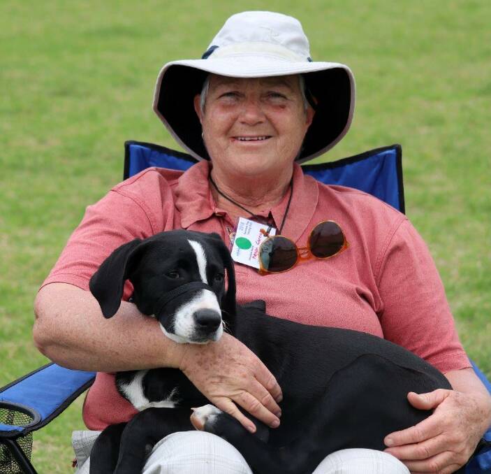 PRIDE OF PLACE: Rosy Williams with one very happy pooch. Narooma Dog Training Club has tips to keep hot doggies cool.