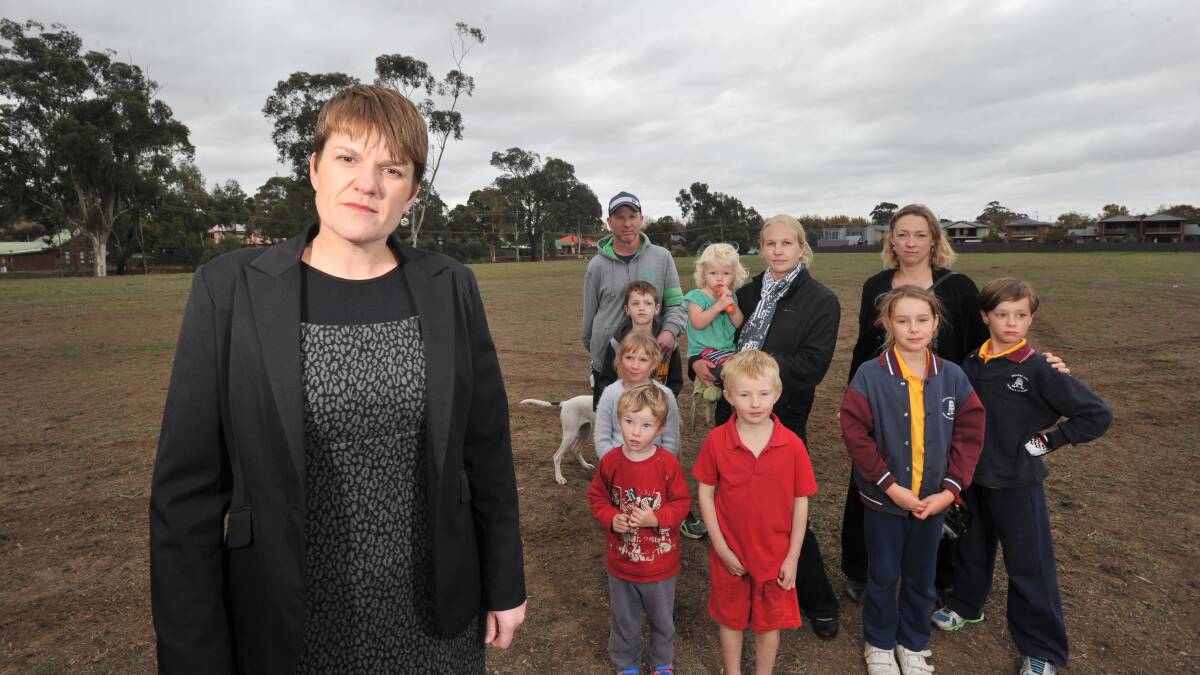 Yvonne Wrigglesworth with Flora Hill residents concerned by hooning at Wolstencroft Reserve. Picture: NONI HYETT