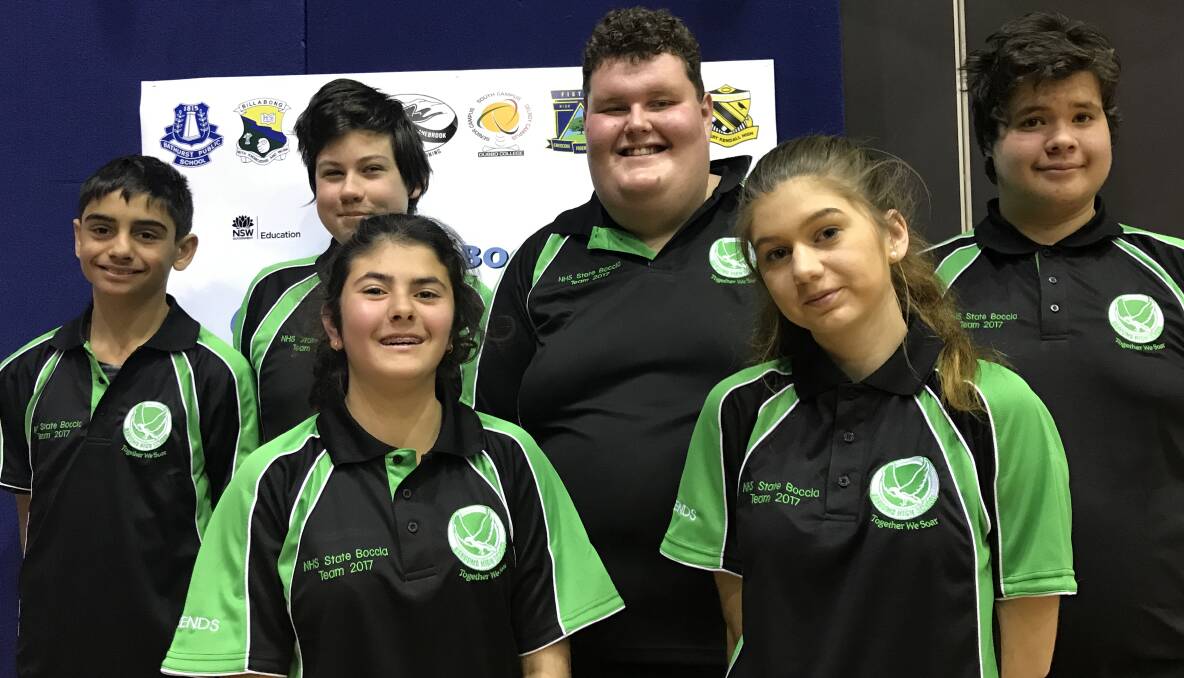 HIT FOR SIX: The Narooma High School's boccia team - Les Campbell, Kadison Musumeci, Rebecca Merlino, Blair Ashworth, Effie Musumeci, and Connor McCarthy  - were sixth in the state at the recent finals at Homebush Olympic Park.