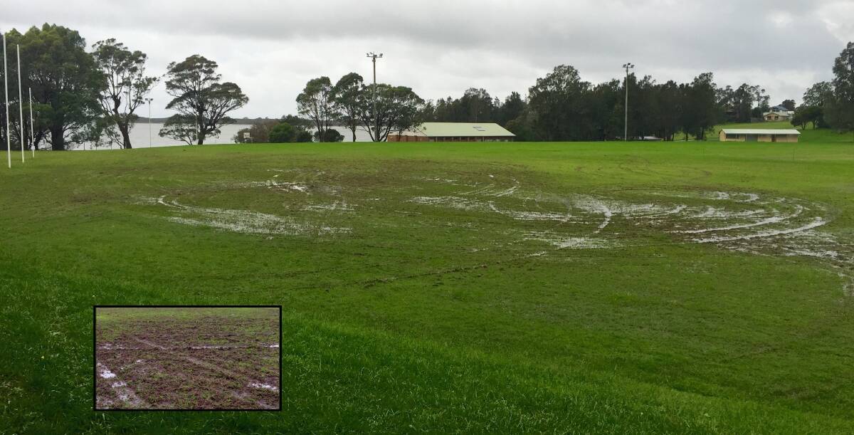 WOEFUL OVAL:  Police want to hear from anyone with information about vandals who churned up the playing field at Kyla Park, Tuross Heads, on Sunday night.