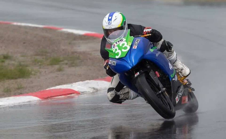 Reid Battye on a wet lap at a recent meet has claimed a second-round win at Wakefield Park over the weekend. 