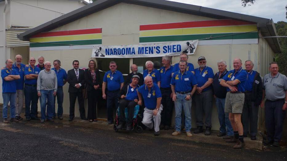 OFFICIAL OPENING: Members of the Narooma Men's Shed gathered for the official opening of the new kitchen area by Mayor Liz Innes back in August.  
