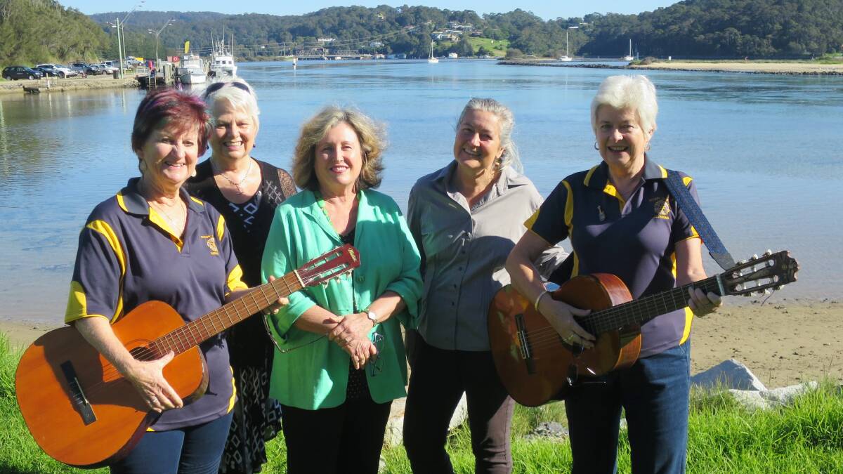 Narooma Festival coordinator Sandra Doyle and fellow Rotarian Lynda Ord, River of Art Festival committee members Lynne Griffiths and Rachel McInnes, and Narooma Rotarian Chris O’Brien.   