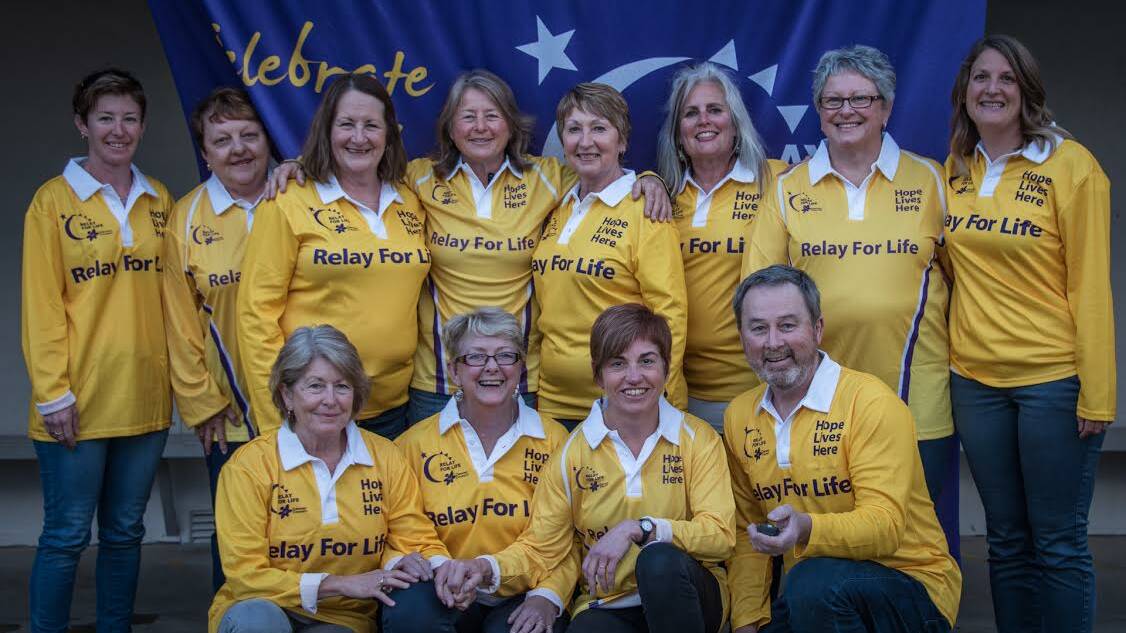 The Narooma Relay for Life committee includes (front) Christine Williams, Margaret Riley, Jane Rowley, Sue Seath, Peter Seath; (back) Kylie McClaren, Diane Reid, Jane Mansergh, Alexis Swadling, Gilly Kearney, Helen Hayes and Kate Brett. Missing on the day were Kim Clothier, Jess Bourke and Mikaila Kidd.