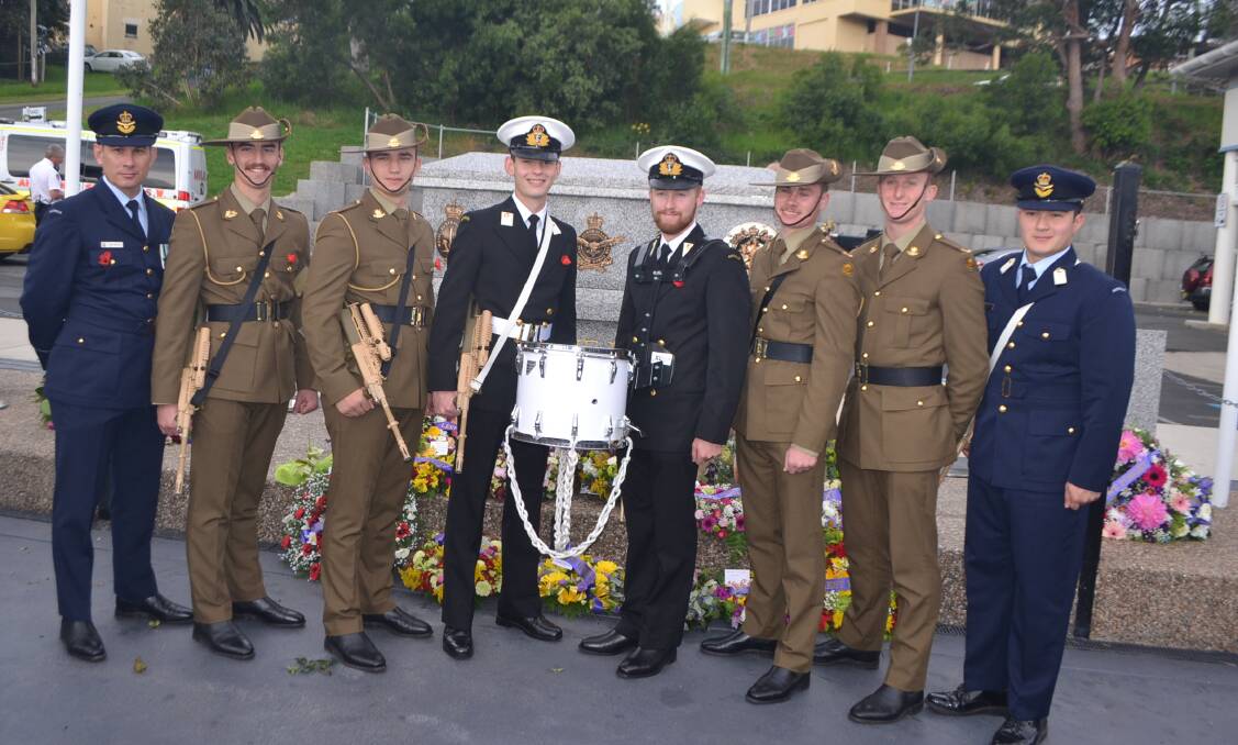 RESPECT: The catafalque party at the Narooma Anzac Day dawn service consisted of cadets and officers from the Australian Defence Force Academy in Canberra. 