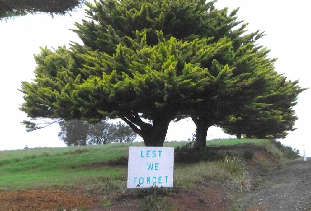 QUESTIONS ASKED: A poignant sign posted where an Anzac memorial tree stood with others until its sudden death. The sign was later removed. A reader wants answers. 