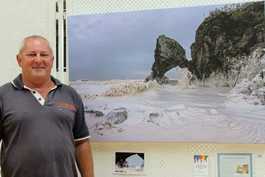 Russell "Whacker" Gotsalks with “Foam dancing at Australia Rock” won the new Narooma Visitor Information Centre prize at the MACS Easter Exhibition. 