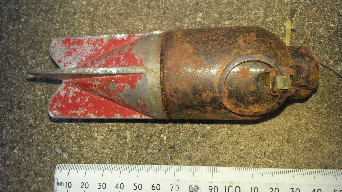 The intact and potentially live Breda mortar grenade handed in to Narooma police on Monday.