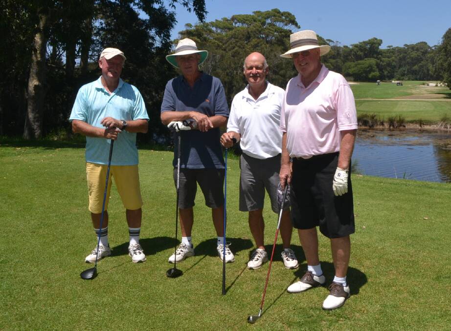 CASUAL GAME: Local skins golfers Wayne Houston, Tony Cobcroft, Bruce Ray and Kevin Cullen had a game together in late January at Narooma. 