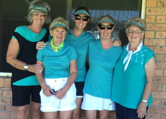 TEAM TEAL: Division three champions Adrienne Adams, Pearl Richards, Leichelle McCaughtrie, Kris Armstrong and Cherie Baker of Dalmeny.
