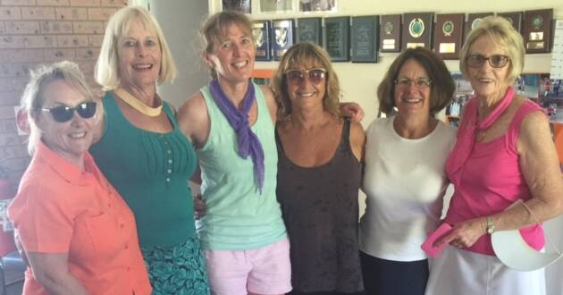 NAROOMA WOMEN: Paula Underwood, Narelle Alison Spurgeon Susie Schofield, Kathy Thackray and Jenny Mathie were division two runners-up.