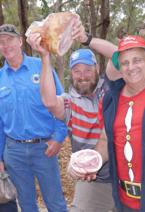 MAKING A MEAL OF IT: A selection of the B grade field and game competitors and their prizes after the Bermagui Field and Game Christmas shoot.
