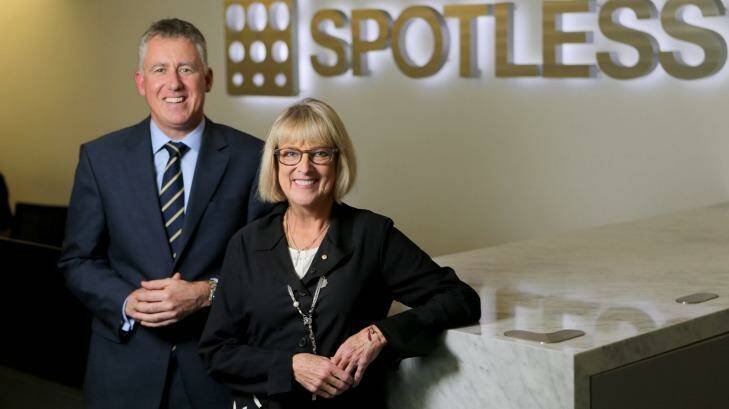 Spotless CEO Martin Sheppard and chairwoman Margaret Jackson. Photo: Wayne Taylor