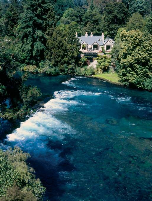 Simply perfect: The main lodge building on the banks of the Waikato River.
