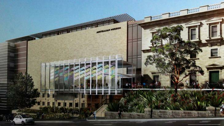 An artist's impression of the Australian Museum's new contemporary glass entrance called the Crystal Hall.  Photo: Fiona Morris