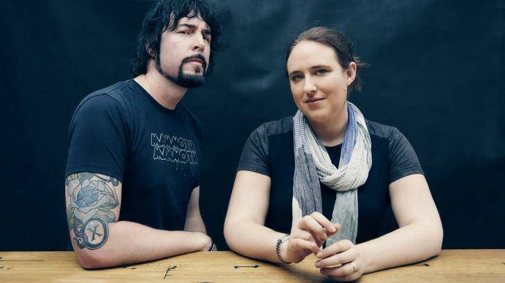 Jay Kristoff and Amie Kaufman, who co-wrote <i>Illuminae</i> after a dream by Kaufman.  Photo: Christopher Tovo