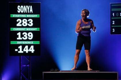 A contestant celebrates her weight loss on the most recent season finale of <i>The Biggest Loser</i> US. Photo: NBC via Getty Images