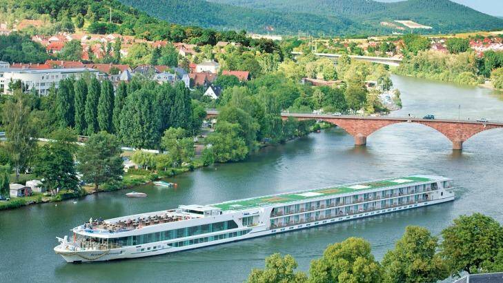 Scenic Emerald cruise ship on Rhine River. 