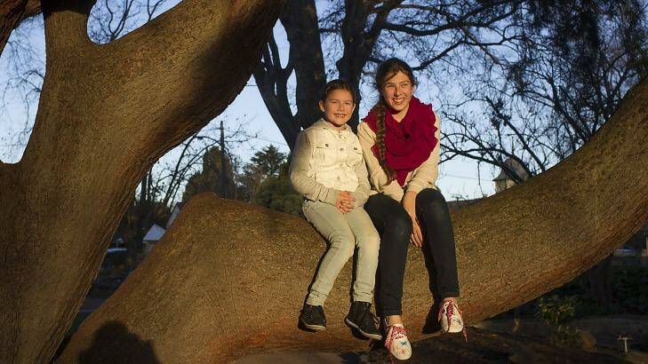  Brydie (9) and Jemima Taylor (13) at Bowral in the NSW Southern Highlands. Photo: Sahlan Hayes
