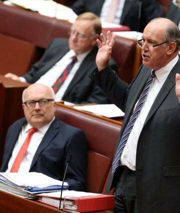 Out of sync:  Defence Minister David Johnston in the Senate on Wednesday. Photo: Andrew Meares