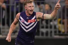 The highly accurate Josh Treacy has kicked a remarkable 20.4 for Fremantle this year. (Richard Wainwright/AAP PHOTOS)
