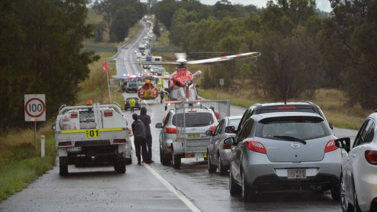  The scene of the fatal accident north of Singleton.
Pictures:  Shannon Dann