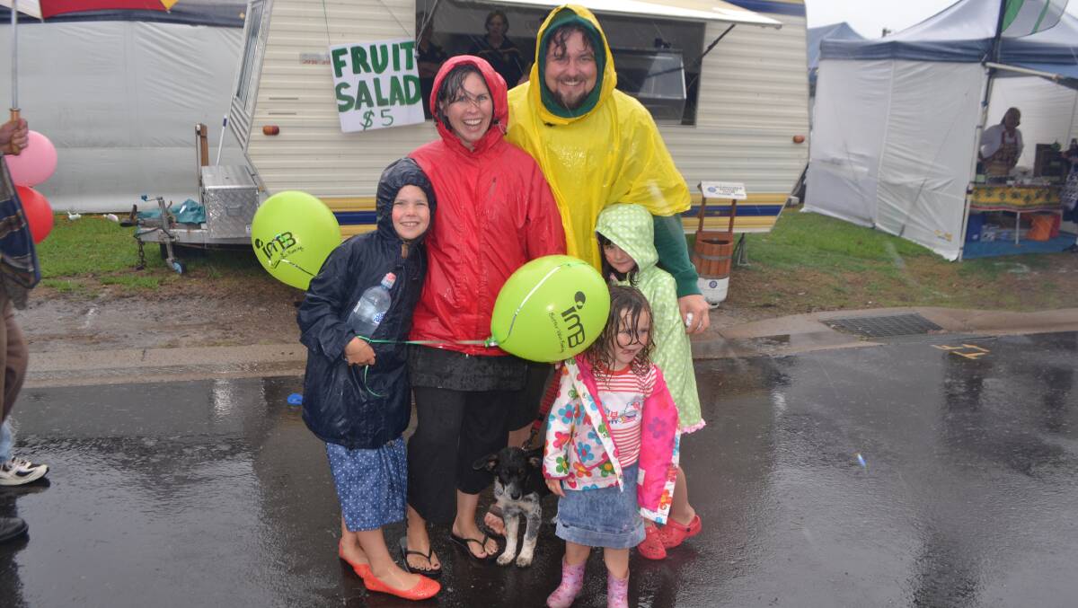 FISSE FAMILY AFTER: The Fisse family of Narooma well and truly soaked at the Narooma Oyster Festival. Photo Stan Gorton   