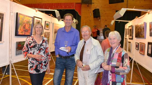 EXHIBITION DIGNITARIES: At the Montague Arts and Crafts Society Easter Exhibition are Eurobodalla Shire Council mayor Lindsay Brown and his wife Lyn with Dr Ken and Jane Doust.
