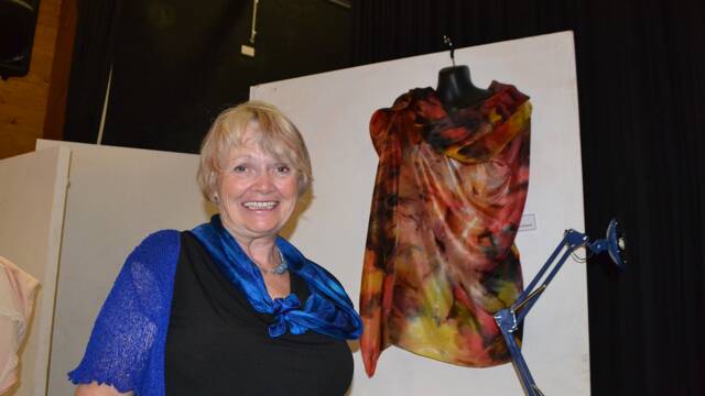 
BEST FIBRE: Heather May of Narooma won the Fibre/Wearable Art division at the Montague Arts and Crafts Society Easter Exhibition with her scarf named “Mother Earth.”
