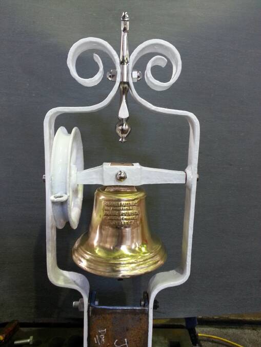 NEW BELL: The brand new refurbished bell arrived back at Narooma Public School and now hangs proudly in the school courtyard again. 