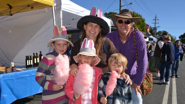 BUNNY EARS: Sporting their bunny ears at the Tilba Festival on Easter Saturday are the Bragg family from Lake Conjola – Vanessa and Joe and kids Amelia, Tiffany and Daniel.