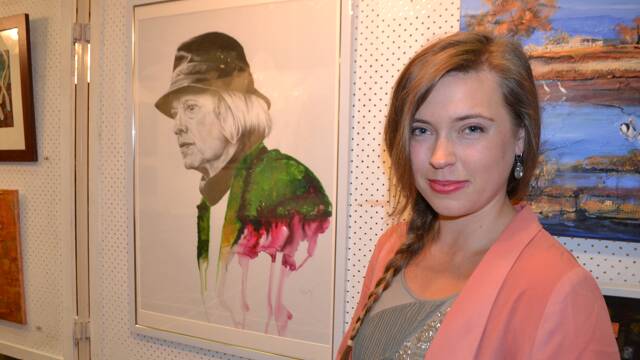 SCHOOL HOMECOMING: Former Narooma High School student Katey Baddeley who graduated in 2008 returned with several artworks entered at the Montague Arts and Crafts Society Easter Exhibition, including this one of Gai Waterhouse.
