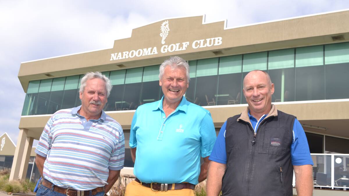 NEW BOARD: The new Narooma Golf Club board of directors includes new director Peter Kearney, president Geoff Lanham and junior vice president Phil Haynes. 