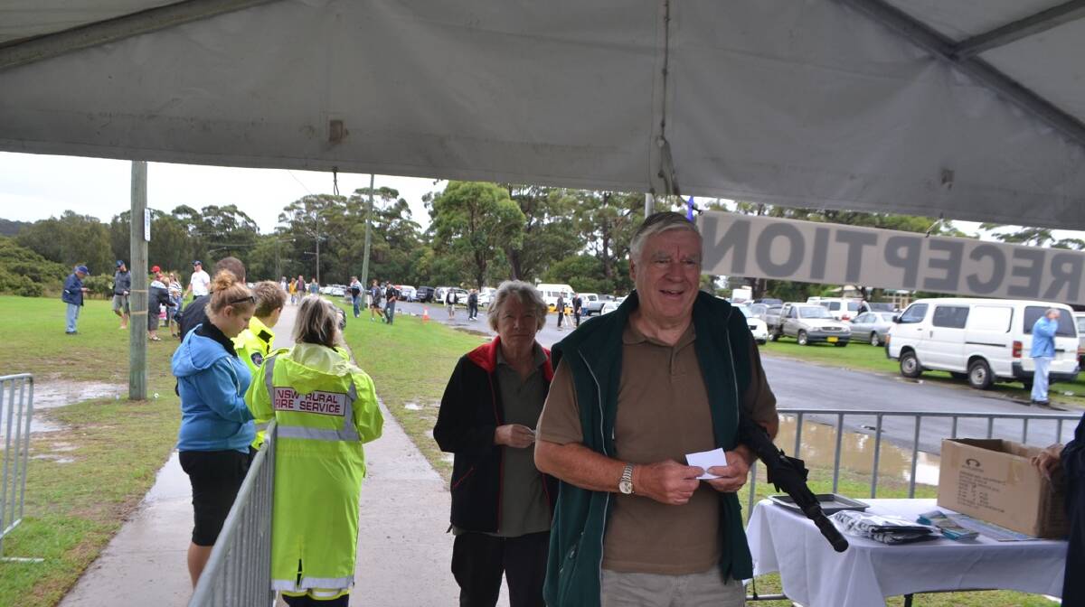 ARRIVAL: Narooma resident Graham Reeve arrives at the Narooma Oyster Festival. Photo Stan Gorton