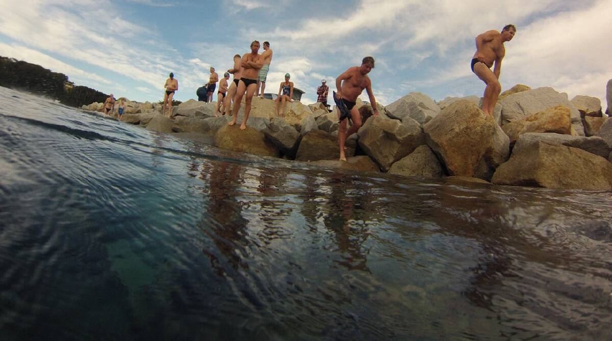 Narooma, Bermagui winter swimmers cross the bar