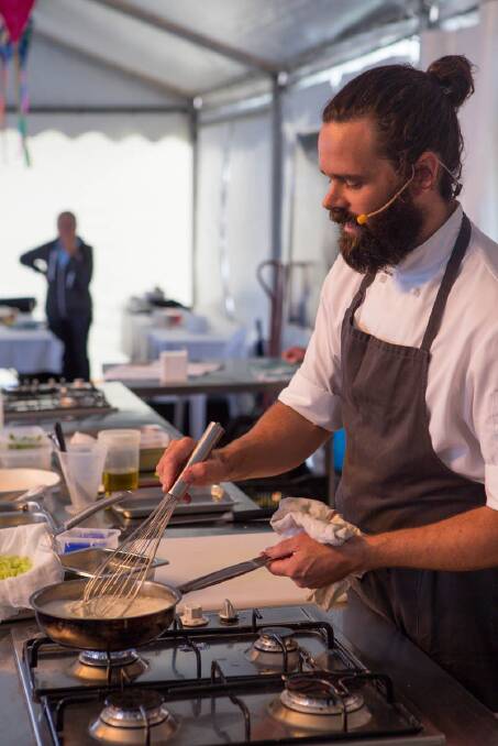 HATTED CHEFS: Josh Tyler of Tyler's Pantry, Mogo was one of four "Hatted" chefs to appear at the 2014 Narooma Oyster Festival. Photo Toby Whitelaw