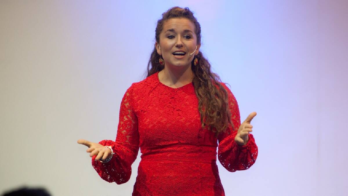 ON STAGE: Former Narooma Bermagui girl Tiffany Hart on stage successfully selling her 7write concept at the 'Startupbootcamp' Amsterdam event just over a year ago. 