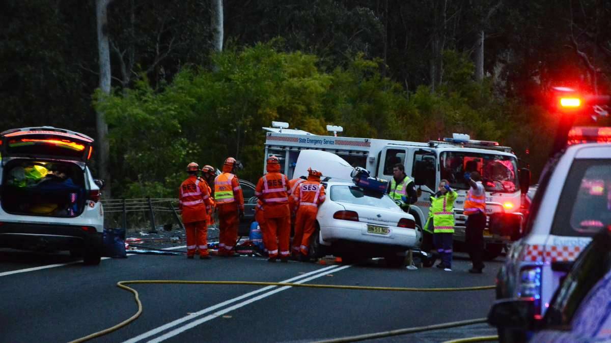 ACCIDENT SCENE: The scene of the accident near the Broulee turn-off involving the 37-year-old Narooma man. 