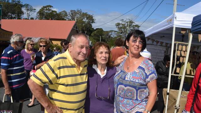 TILBA HERITAGE: Kevin and Pam Hayden originally of Pam’s Store at Tilba Tilba with Kaye Whiffen at the 2014 Tilba Festival on Easter Saturday.