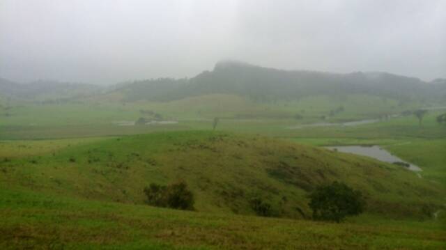 WELCOME RAIN: The view over Tilba where dairy farmer Erica Dibden recorded 170mm over the last two days. Photo Stan Gorton