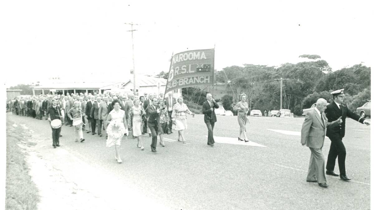 NAROOMA MARCH: These old photos of an ANZAC March in Narooma in the 1970s have now been donated to Legacy. 