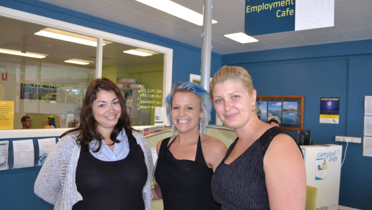 JOB SEEKER: Young Narooma job seeker Jessica Knight with Campbell Page employment coordinator Zoe Moore and Eurobodalla business manager Jayella Roche. 