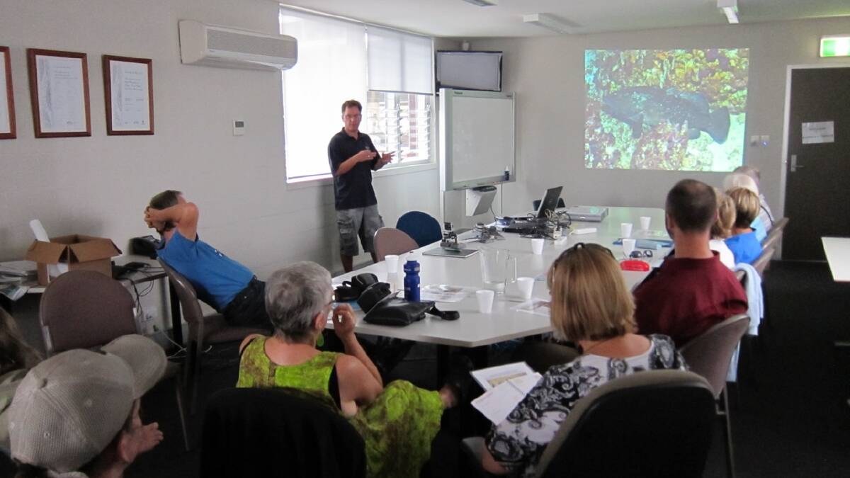 SCIENCE TRAINING: Research scientist Dave Harasti Dave Harasti conducting a training session with the Nature Coast Marine Group at Narooma. 