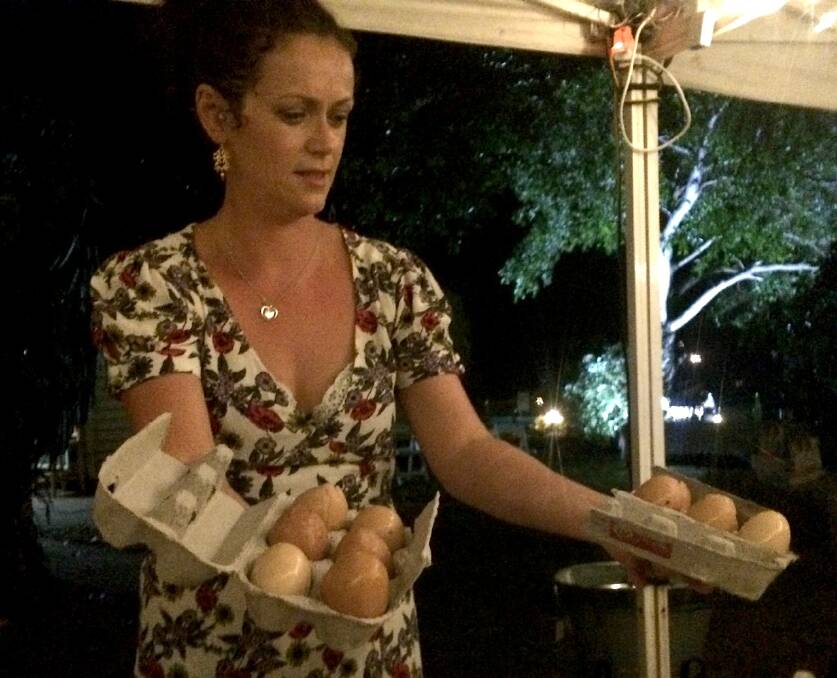 EGG LADY: Jane Fassnidge presents the ham hock poached eggs to the River Cottage Australia table.