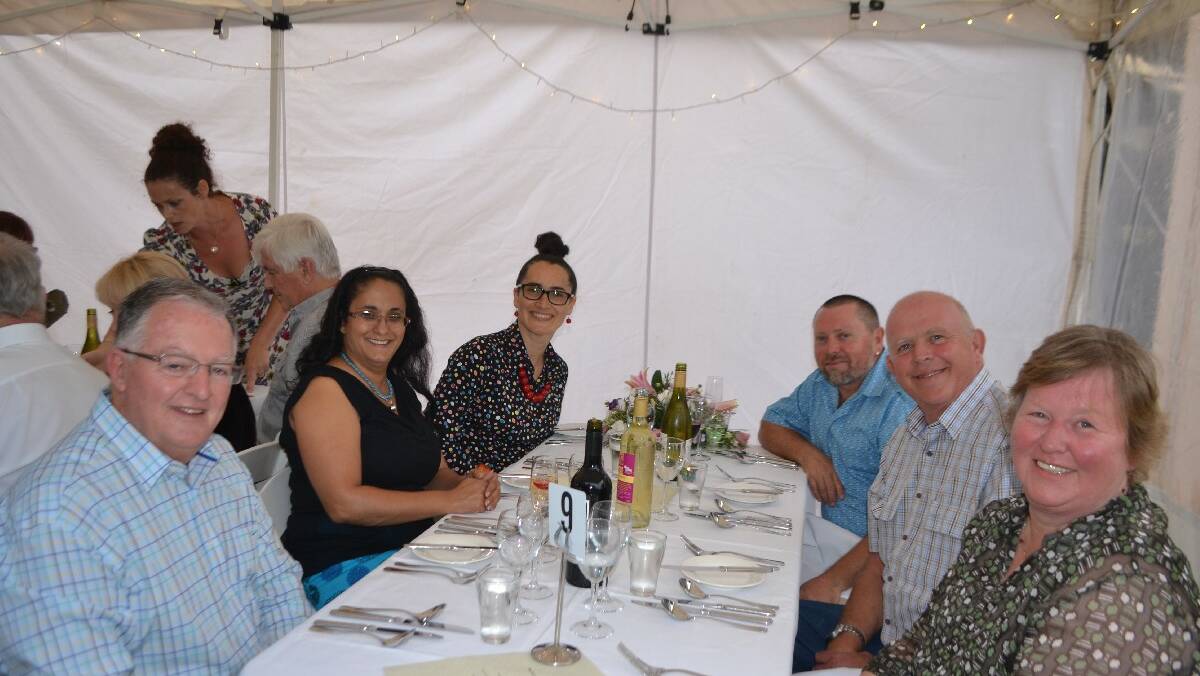 FINE DINING: Paul Dixon and Orit Karny Winters from the Narooma Chamber of Commerce, Wapengo oyster growers Ozlem Guler and Shane Buckley, Patrick and Heike Reubinson of the Bemboka Banquet.