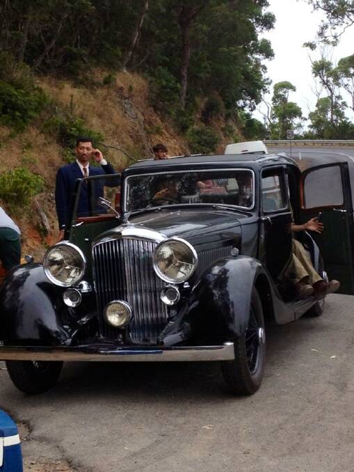 THE TRUCK: Our correspondent Josh Mccue snapped this shot of the 1940s Bentley car at  the Wallaga Lake bridge for the Angelina Jolie directed film "Unbroken".