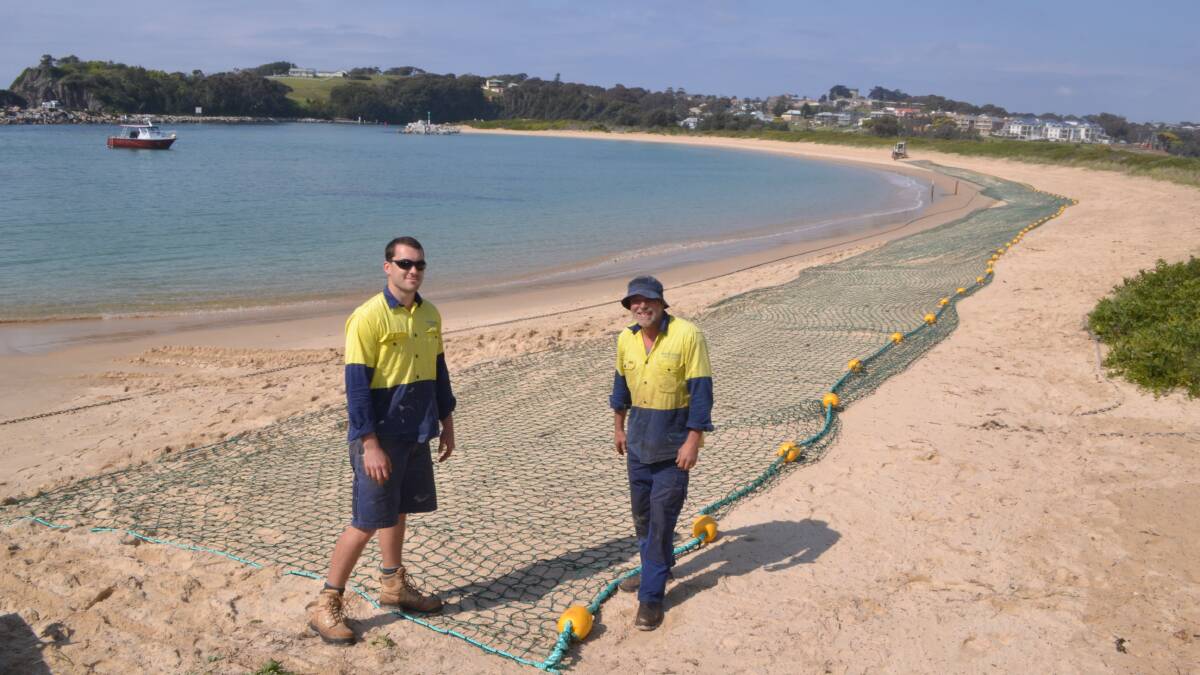 Photos of the Narooma shark net before and after
