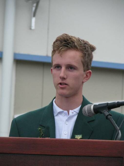 ANZAC ESSAY: Narooma High School student Ben Potter reads an essay he wrote about war and the ANZAC’s.