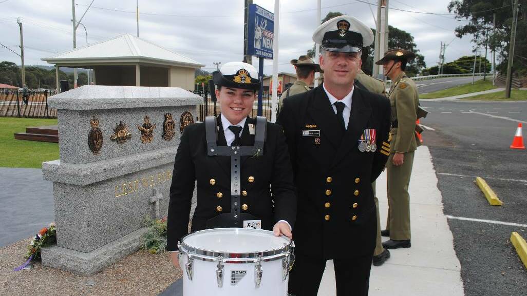 DRUM: MIDN Alex Morthorpe with PO Andrew Walczak from ADFA Canberra.